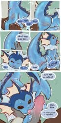 anal anal_sex blue_body bodily_fluids comic cum cum_in_ass cum_inside cumshot dialogue duo eeveelution ejaculation english_text feral fin floofyskydraws generation_1_pokemon genital_fluids genitals good_boy grey_body grey_skin heart_eyes heart_symbol hi_res human interspecies licking male male/male mammal nintendo oral penetration penile penile_penetration penis penis_in_ass penis_lick petting pokemon pokemon_(species) pokephilia sex simple_background text tongue tongue_out translucent translucent_body vaporeon wet wet_penis