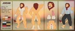 abs absurd_res animal_genitalia animal_penis anthro anus ass balls bulge clothing english_text father_(lore) felid feline_genitalia feline_penis genitals hi_res humanoid_genitalia humanoid_penis jordan_(slimshod) lion looking_at_viewer male mammal model_sheet mondlight muscular muscular_male necktie nipples nude open_mouth pantherine parent_(lore) pecs penis presenting presenting_hindquarters sheath simple_background solo spread_butt spreading standing text tongue
