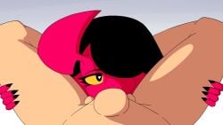 1boy 1demon 1girls 1human 2d 2d_animation animated animation balls bettysantana big_dick big_penis black_hair demon demon_girl female female_focus first_person_perspective first_person_pov first_person_view heart_eyes human oc original_character red_body succubus succubus_horns sucking sucking_penis tagme video yellow_eyes