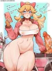 abs athletic athletic_female big_breasts big_dildo big_nipples big_thighs blonde_hair blue_eyes breasts cellphone cheekie0 dildo female female_focus female_only huge_breasts huge_dildo huge_thighs legs light-skinned_female light_skin looking_at_viewer mario_(series) mario_kart massive_breasts motorcycle naked nintendo nipples nipples_visible_through_clothing nude princess_peach pussy pussy_juice squeezing squeezing_breast sweat sweatdrop text thick_legs thick_thighs thighs wet wet_body wet_pussy