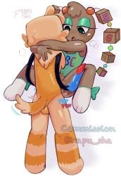 1boy 1girls canon_x_oc chibi comission commission dandy's_world dandys_world goob_(dandy's_world) kapu_pss male/female male_penetrating male_penetrating_female oc plap plap_(sound) precum simple_background straight