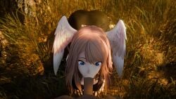 3d amateurthrowaway ass blonde_hair blowjob blue_eyes bodysuit eunie_(xenoblade) has_audio tagme video wings_on_head xenoblade_(series) xenoblade_chronicles_3