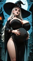 ai ai-created ai_art ai_generated big_breasts big_breasts big_breasts boobs_bigger_than_head breasts breasts dnd dnd_character dungeons_and_dragons fantasy gigantic_breasts huge_boobs huge_breasts huge_breasts pregnant pregnant_female tits_bigger_than_head witch witch_hat witch_hunter witchy