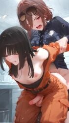 1boy 1futa ai_generated anal anal_sex animated animated_image arm_grab arms_behind_back dickgirl doggy_style femboy feminine_male futa_on_femboy futa_on_male futa_with_male futadom futanari futanari_penetrating hannai intersex jumpsuit large_breasts male male_penetrated malesub orange_jumpsuit otoko_no_ko penis police police_uniform prison_uniform prisoner ripped_clothing sex_from_behind standing_sex sunglasses tagme testicles thick_thighs trap video voluptuous_futanari