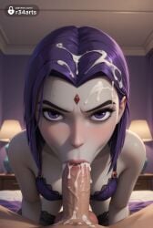 1boy 1boy1girl 1girls ai_generated all_fours artist_name bed bedroom blowjob blush bra breasts colored_skin cum cum_in_mouth cum_on_body cum_on_breasts cum_on_hair cum_on_penis dc dc_comics ejaculation erection facial fellatio forehead_jewel gem_on_forehead grey_skin hi_res indoors large_penis lips looking_at_viewer makeup oral pale_skin patreon_username penis pov pov_crotch purple_bra purple_eyes purple_hair r34arts rachel_roth raven_(dc) short_hair solo_focus straight superhero superheroine teen_titans testicles thighhighs uncensored underwear veins veiny_penis
