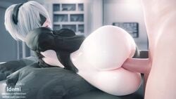 1boy 1girls 3d anal anal_sex android animated ass big_penis blender blindfold boots huge_cock human human_on_android human_penetrating human_penetrating_android idemi-iam light-skinned_female male nier nier:_automata on_side pale-skinned_female pale-skinned_male pale_skin penis sex shorter_than_10_seconds sound thighs video video_games volkor watermark white_hair yorha_2b