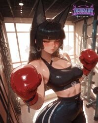 1girl adult ai_generated animal_ears bangs black_hair black_pants black_sports_bra blush blushing blushing_at_viewer blushing_female blushing_profusely boxing_gloves cleavage deurahh female female_focus fox_ears gym half-closed_eyes hi_res hoshimi_miyabi imminent_anal imminent_fellatio imminent_oral imminent_penetration imminent_sex indoors large_breasts long_hair looking_at_viewer miyabi_(zenless_zone_zero) pov pov_eye_contact red_eyes red_gloves shiny_skin solo solo_female solo_focus sports_bra steam steaming_body steaming_breath sweat thicc thicc_thighs thick_ass thiren tight_clothes track_pants voluptuous voluptuous_body voluptuous_female zenless_zone_zero