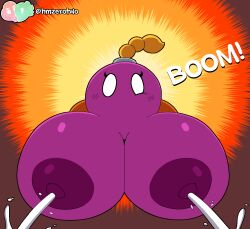 ball_with_hyper_features bombette breast_milk breasts breasts_bigger_than_head explosion female female_only huge_breasts mario_(series) nintendo nude paper_mario shortstack slem waddling_head