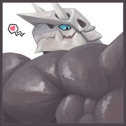 1:1 1boy aggron anthro anthrofied armor ass back balls black_eyes black_skin blue_sclera heart large_ass male male_only muscular nintendo nude pokémon_(species) pokemon pokemon_(species) pokemon_rse scalie schwartzgeist solo source_request spoken_heart testicles thick_thighs video_games wide_hips