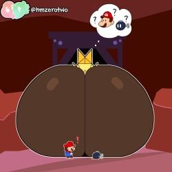 ass_bigger_than_head ass_focus bob-omb clothed dumptruck_ass female hyper_ass mario mario_(series) nintendo olivia_(paper_mario) paper_mario paper_mario:_the_origami_king slem teasing