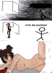 artist_name artist_signature crownz fit_female fortnite fully_nude meme nude nude_female open_legs shitpost spread_legs the_machinist_(fortnite)