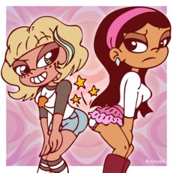 2girls big_ass disney female female_only grin jackee_(the_loud_house) jackie_lynn_thomas rayryan star_vs_the_forces_of_evil straight_hair the_loud_house