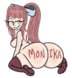 ass doki_doki_literature_club female monika_(doki_doki_literature_club) solo tagme text theslashfive