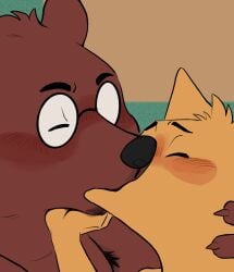 2boys angus_(nitw) animated bear brown_bear couch cum ejaculation fox frottage frotting genital_fluids gregg_(nitw) hugging kissing male male_only mp4 night_in_the_woods no_sound tagme video