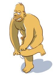 briefs changing_clothes chubby chuchugelee dad_bod daddy embarrassed erection homer_simpson male_only muscular_male smooth_skinned_male the_simpsons tighty_whities toony underwear undressing