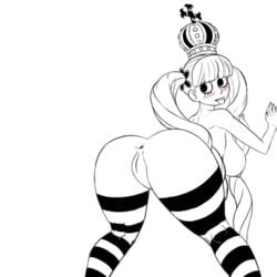 animated anythinggoes ass ass_shake big_ass female female_only innie_pussy nude one_piece perona pink_hair ponytails pussy striped_legwear tongue_out twerking twintails