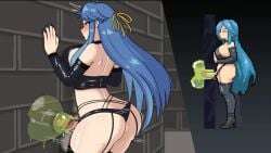 1futa ahe_gao animated artificial_vagina balls balls_in_panties big_breasts blue_hair breasts city_of_secrets clothed clothing elbow_gloves emma_(city_of_secrets) futa_only futanari glory_hole gloves green_slime hands-free high_heels humanoid humanoid_penis improvised_sex_toy light-skinned_futanari light_skin living_fleshlight living_onahole living_sex_toy long_hair masturbation mostly_nude orgasm penis pixel_animation pixel_art pleasure_face pleasured rolling_eyes slime solo standing thedarklight thighhighs wall