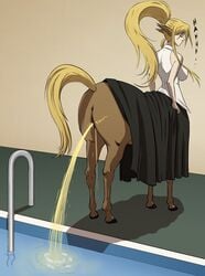 1girls animal_genitalia animal_pussy anus artist_request centaur centorea_shianus equine equine_anus female female_only horsepussy monster_girl monster_musume_no_iru_nichijou peeing peeing_in_pool peeing_in_water pool pussy solo taur urine water watersports