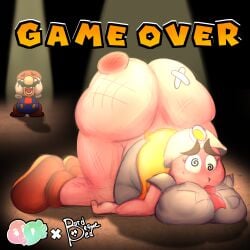 ass_bigger_than_head ass_focus big_breasts bottomless casual_nudity dumptruck_ass female game_over goombella huge_ass mario mario_(series) nintendo nipples_visible_through_clothing no_bra paper_mario paper_mario:_the_thousand-year_door_(nintendo_switch) top-down_bottom-up topwear