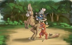 anal animal_genitalia animal_penis anthro anthro_only asinus ball_size_difference balls blin_(tloz) bokoblin bokoblin_(breath_of_the_wild) breath_of_the_wild clothed clothing cosplay crossover crossover_cosplay donkey dusty_(fisk24) equid equine equine_balls equine_genitalia equine_penis fisk24 fisky_(fisk24) forest forest_background gay genitals hi_res humanoid humanoid_genitalia humanoid_penis mammal master_sword melee_weapon mount/rider_relations murid murine nature nature_background nintendo oral penis plant rat rimming rimming_male rodent sex sword the_legend_of_zelda tongue tongue_fucking tongue_out tree upskirt wallpaper weapon