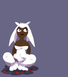 big_breasts blank_background cave_story cleavage dark_skin lagomorph machetesaga open_mouth red_eyes sue_sakamoto