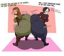 2024 2girls ass ass_bigger_than_head bottom_heavy cassandra_de_rolo english_text female female_only keyleth monkechrome vox_machina