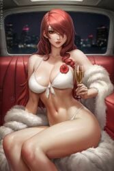 1girls bikini fur_coat mitsuru_kirijo persona persona_3 sciamano240 swimsuit tagme variant