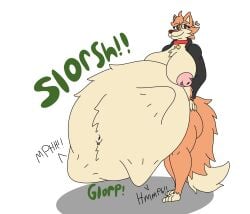 absurd_res ambiguous_gender ambiguous_prey anthro belly belly_fur big_belly big_breasts breasts bulge canid canine clothing collar digestion_noises female female_pred fox fur group hand_on_hip hi_res jacket mammal mandro22 muffled muffled_scream muffled_screaming muffled_sounds muffled_speech navel navel_outline navel_piercing nipple_piercing nipples obese obese_anthro obese_female overweight overweight_anthro overweight_female piercing rumbling_stomach sam_(imafetish) solo stomach_bulge tail topwear unseen_prey vore