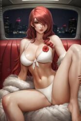 1girls bikini fur_coat mitsuru_kirijo persona persona_3 sciamano240 swimsuit tagme variant