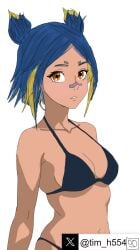 1girls bikini blue_bikini blue_hair colored looking_at_viewer multicolored_hair neon_(valorant) only_female orange_eyes tagme text text_box tim_heyderich twitter_username valorant white_background x_username