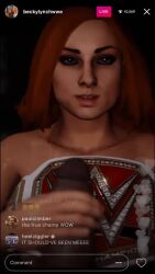 1boy 1girls 3d 9:16 animated becky_lynch dark-skinned_male dark_skin female hair handjob instagram interracial livestream male male/female open_eyes open_mouth orange_hair penis plasticprevious red_hair sex shorter_than_10_seconds straight tagme vertical_video video wwe