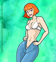 bra danny_phantom female inspector97 jeans madeline_fenton milf open_pants panties solo white_panties