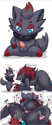 1boy 1girls enigi09 male/female mating_press nintendo pokemon pokemon_(species) zoroark zorua