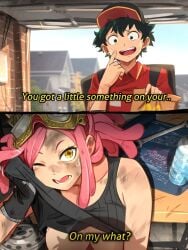 big_breasts hatsume_mei izuku_midoriya khyleri lifting_shirt mcdonald&#039;s mei_hatsume my_hero_academia tagme time_skip water_bottle