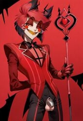 1boy ai_generated alastor_(hazbin_hotel) chastity_cage gay male_only