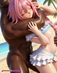 ai_animation ai_assisted ai_generated anal_sex animated astolfo_(fate) beach dark-skinned_male eggplantclub femboy swimwear tagme video