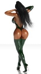 1girls 3d arms_above_head ass back bigotedeplorable boots breasts clothed dark-skinned_female dark_skin female female_only high_heel_boots high_heels huge_ass huge_breasts jade_(mortal_kombat) mortal_kombat sideboob thigh_boots thighhigh_boots