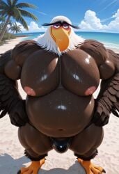 accipitrid accipitriform ai_generated angry_birds anthro avian bald_eagle beach beak big_belly big_bulge bodily_fluids brown_feathers civitai claws columbia_pictures detailed_eyes eagle eyebrows fat fat_belly flexing front_view furry genitals hands_on_hips hi_res horny horny_male looking_at_viewer male male_only mighty_eagle navel nipples obese obese_male outdoors outside overweight overweight_male palm_tree pupils rovio rovio_animation rovio_entertainment sand sea_eagle sega sex smile smiling_at_viewer solo sony sunny tail tail_feathers talons the_angry_birds_movie thong two-tone_body two-tone_feathers unibrow wet_body white_feathers white_hair yellow_beak