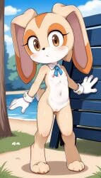 1girls 2024 ai_generated anthro brown_eyes cream_the_rabbit digitigrade female female_focus female_only flat_chest gloves hi_res innie_pussy looking_at_viewer nude nude_female outdoors pink_nipples pussy rabbit sega smaller_female sonic_(series) sonic_the_hedgehog_(series)