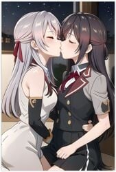 2female 2females 2girls ai_generated alisa_mikhailovna_kujou gay girl_on_girl lesbian_couple lesbian_domination lesbian_kiss lesbian_sex suou_yuki yuri