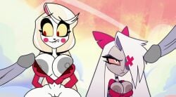 charlie_morningstar_(hazbin_hotel) editorl hazbin_hotel huge_ass huge_breasts slutty_outfit useless_clothing vaggie_(hazbin_hotel)