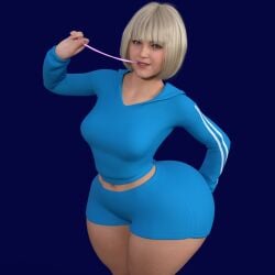 1girl blonde blonde_hair fat_ass female female_only fully_clothed realistic realistic_textures render simple_background tagme thick_ass thick_thighs