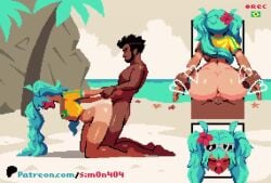 1boy 1girls 2d 2d_(artwork) 30_seconds all_fours animated ass beach big_ass blue_hair bottomless bottomless_female brazilian brazilian_female brazilian_miku clothed_female_nude_male clothing dark-skinned_male dark_skin doggy_style doggystyle female female_penetrated from_behind from_behind_position grabbing grabbing_ass grabbing_from_behind green_hair hatsune_miku interracial large_ass latin_american_hatsune_miku_(meme) latina_female longer_than_10_seconds male male/female male_penetrating male_penetrating_female moaning moaning_in_pleasure nude nude_male on_knees opaluva pixel_animation pixel_art shorter_than_one_minute simon404 sound sound_warning tagme tan-skinned_female tan_body tan_skin turquoise_hair twintails video vocaloid voice_acted