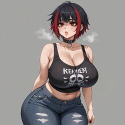 ai_generated big_ass big_breasts emo goth jeans wide_hips