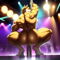 1boy 1furry 1male ai_generated animatronic animatronic_male anthro broly_culo canid canine canis fang_(trtf) fazbear_fanverse five_nights_at_freddy's frosting.ai furry furry_ass furry_butt furry_male furry_only gay gay_male male male_only muscle muscles muscular muscular_anthro muscular_male orange_eyes sugar1989 the_return_to_freddy's wolf yellow_fur