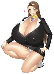 1girls bakunyuu big_breasts capcom cleavage clothed female female_only gyakuten_saiban huge_breasts hyper_breasts mature_female mia_fey nata_(kimeeee) puffy_nipples solo upskirt white_background