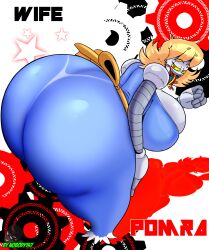 1girls ass ass_focus ass_visible_through_thighs big_ass big_breasts blowjob_face blue_dress brutal_(remiman) brutal_clark_(remiman) dress fat_ass nobody147 orange_eyes orange_hair panties panties_visible_through_clothing remiman robot robot_girl robot_humanoid thong thong_underwear wife wife_pomra_(brutal)