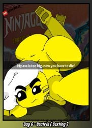 ass empress_beatrix_(ninjago) feet_up female_only inktober metateen ninjago ninjago:_dragons_rising sexting yellow_body