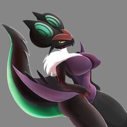 1:1 1girls anthro anthrofied ass bat big_ears black_eyes black_skin breasts dragon female female_only fur green_eyes hi_res huge_breasts nintendo no_nipples noivern nude original_character pokémon_(species) pokemon pokemon_(species) pokemon_xy purple_skin scalie solo thick_thighs thin_waist video_games wide_hips wings yellow_sclera