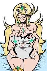 blonde_hair breasts female female_only mythra nintendo shelbellart solo swimsuit xenoblade_(series) xenoblade_chronicles_2